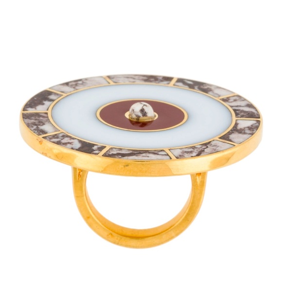 Monica Sordo Samay Brujo Maxi Stone Cocktail Ring size 6.75 24k plated w stone - Picture 4 of 5